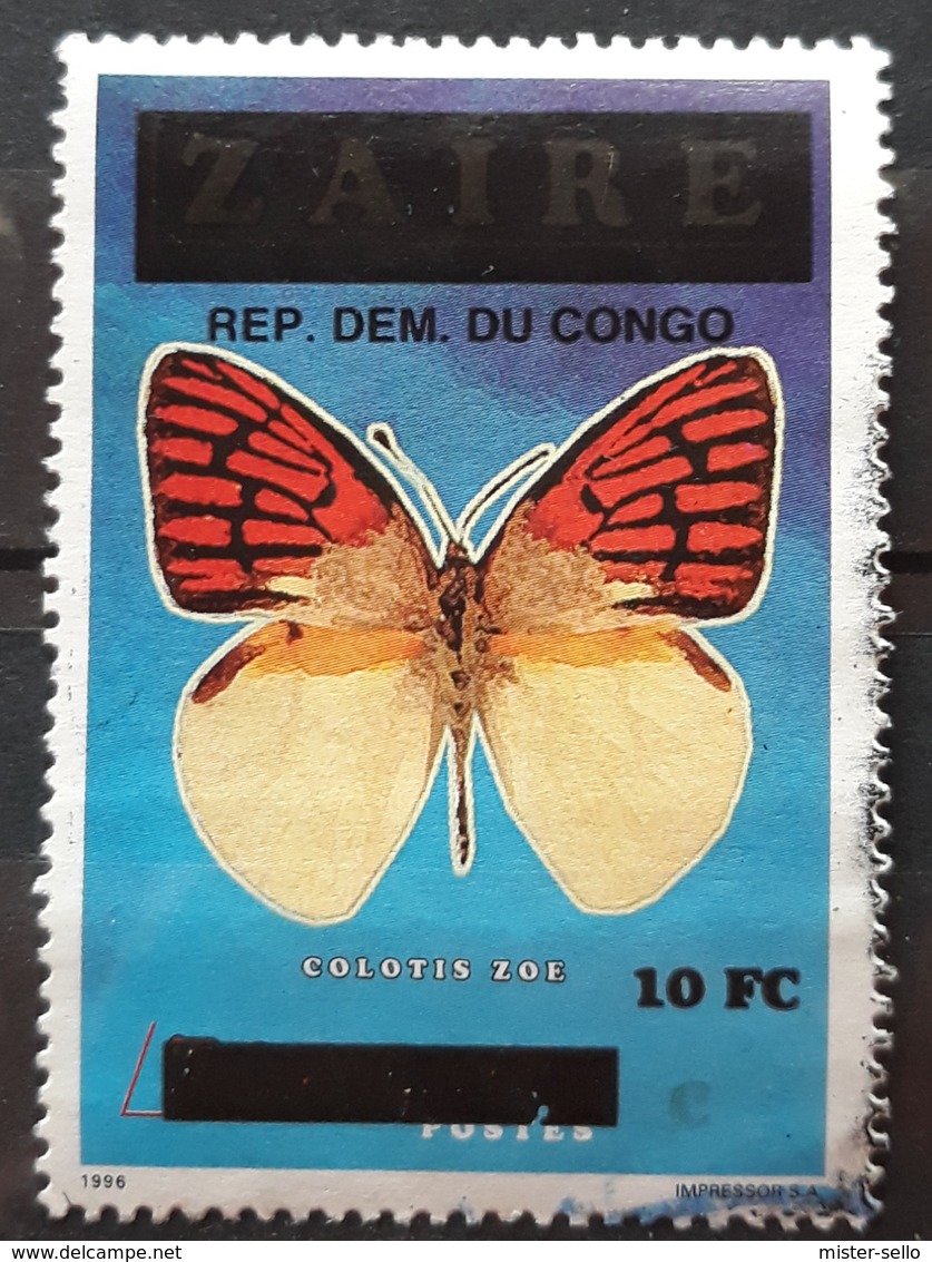 CONGO Butterflies 2000 Stamp Surcharged. USADO - USED. - Usados