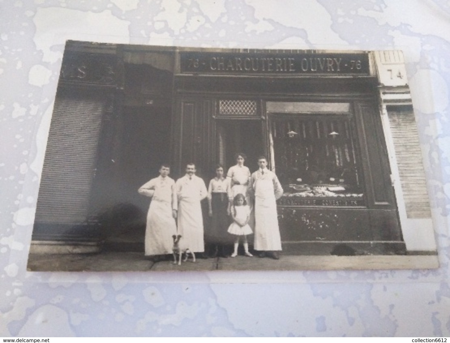 CARTE PHOTO CHARCUTERIE OUVRY 76  DIEPPE GRANDE RUE SUPERBE RARE - Dieppe