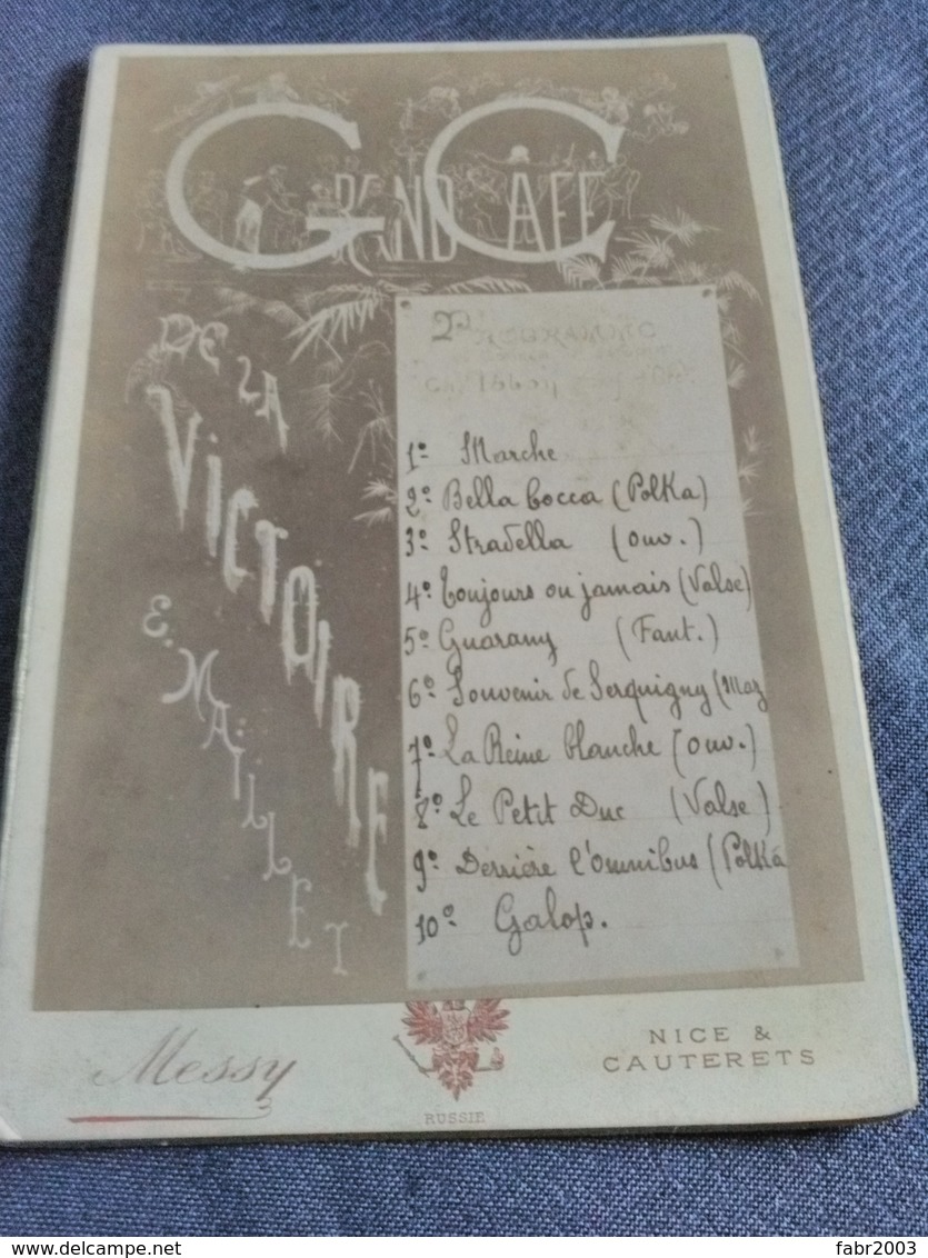 Villa Ambrosetti Nice - Programme Au Grand Café De La Victoire. - Menus