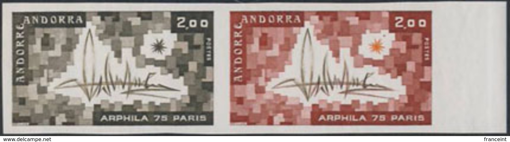 ANDORRA (1975) Arphila. Trial Color Proof Pair. Scott No 241, Yvert No 248. - Other & Unclassified