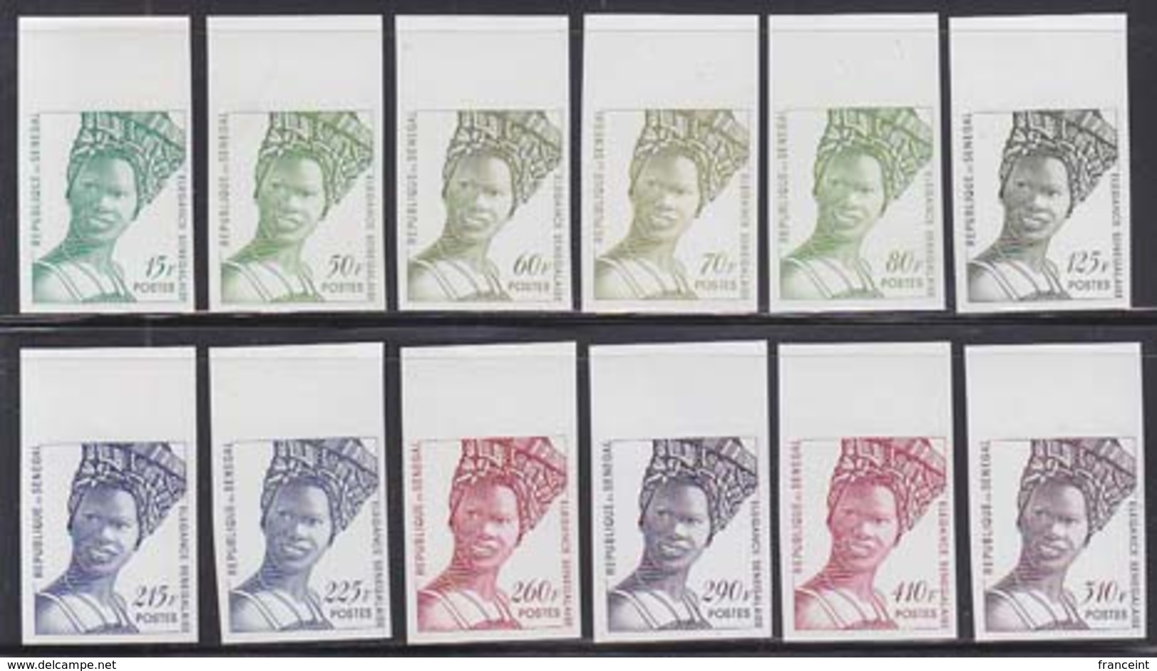 SENEGAL (1996) Élégance Sénégalaise. Set Of 12 Imperforates. Scott Nos 1250-2,1254-6,1257B,1345A-C. - Senegal (1960-...)