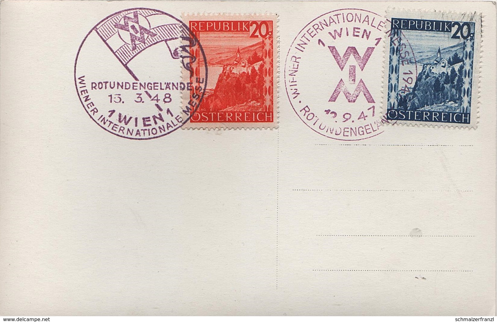 AK Wien Internationale Messe 1947 / 1948 Rotundengelände Rotunde Stempel Briefmarke Republik Österreich Autriche Austria - Prater