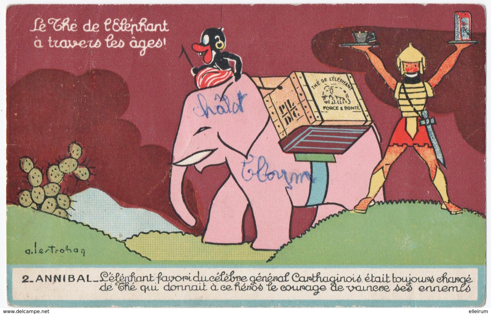 PUBLICITE. LE THE L'ELEPHANT à TRAVERS Les AGES. ANNIBAL. 1958. - Publicité