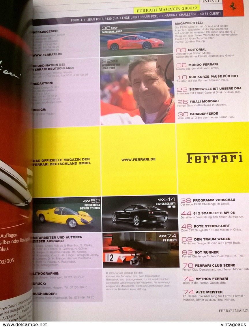 CA180 Autozeitschrift FERRARI Magazin, 2005/2, Neu, Deutsch, Limitierte Auflage - Auto En Transport