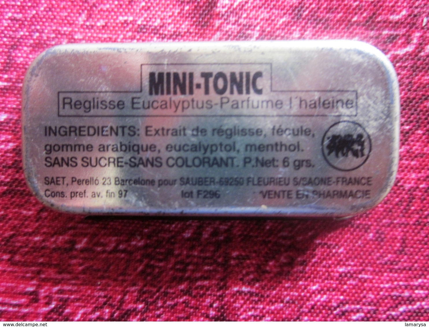 Vintage Boite De Bonbons Mini Tonic Vendu En Pharmacie Réglisse Eucalyptus,Parfume L'haleine, Sans Sucre Sans Colorant - Other & Unclassified