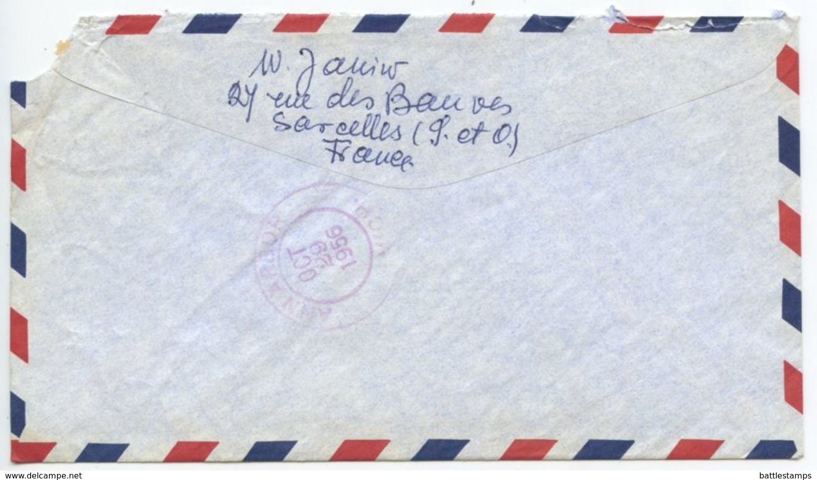 France 1956 Registered Airmail Cover Sarcelles To Ann Arbor, Michigan - Covers & Documents