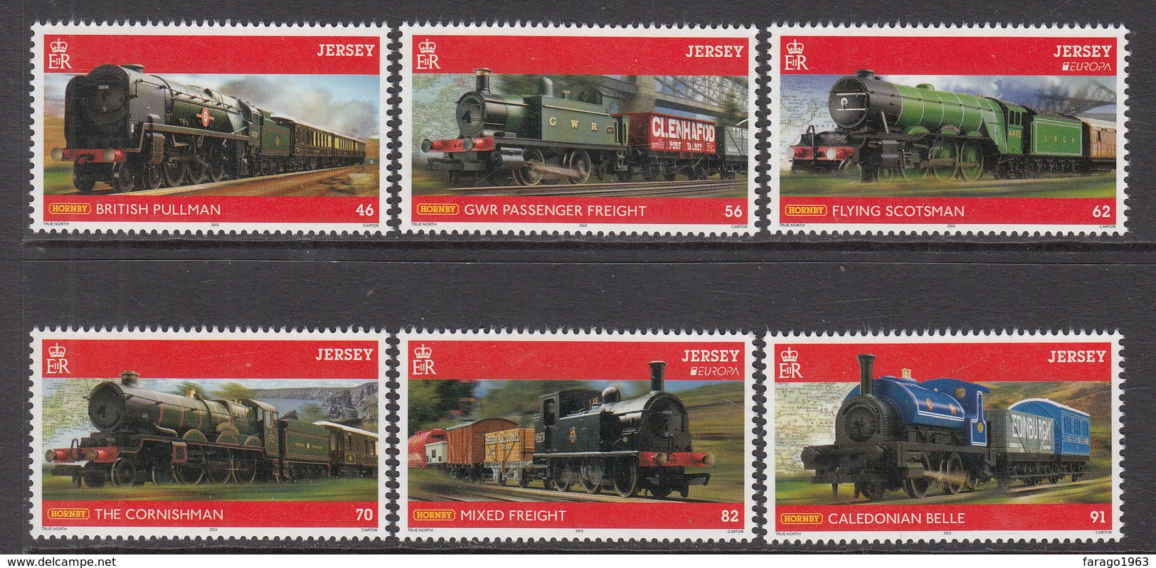 2015 Jersey Trains Railways Locomotives  Complete Set Of 6 MNH @  BELOW FACE VALUE - Jersey