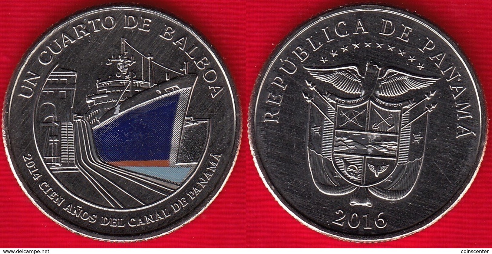 Panama Cuarto (1/4) Balboa 2016 "Centenary Of Panama Canal" Colored UNC - Panama