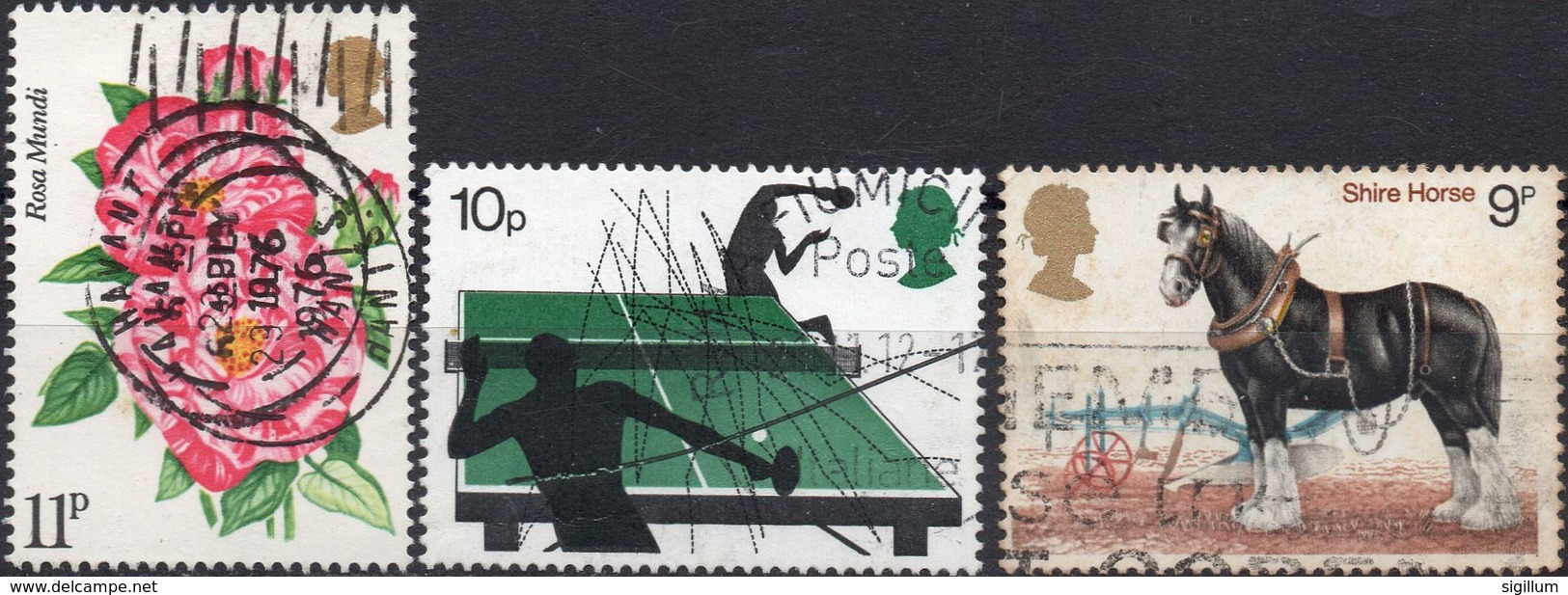 GRAN BRETAGNA 1976/1978 - ROSE + SPORT + CAVALLI - 3 VALORI USATI - Used Stamps