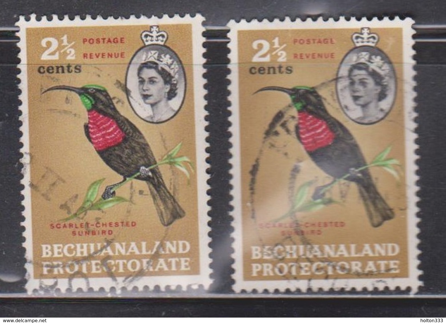 BECHUANALAND PROTECTORATE Scott # 182 Used X 2 - QEII & Bird - 1933-1964 Colonie Britannique