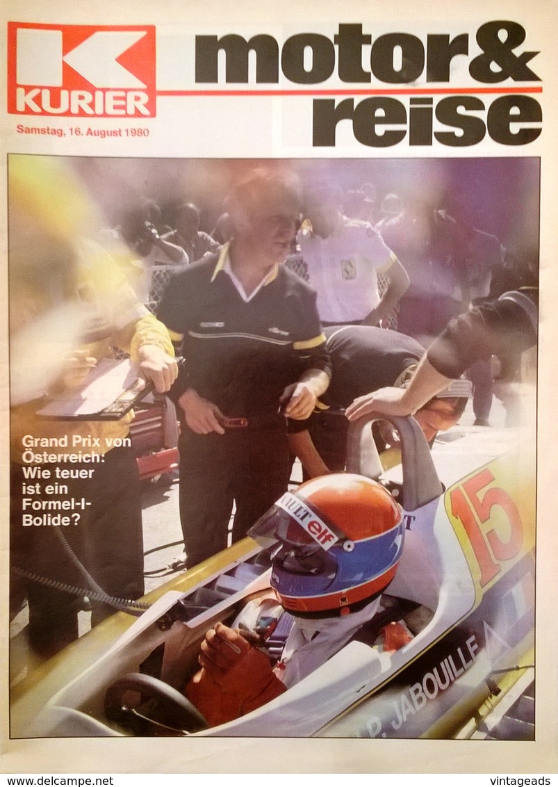 CA197 Zeitschrift Kurier Motor & Reise, August 1980, Grand Prix Von Österreich, Neu - Cars & Transportation