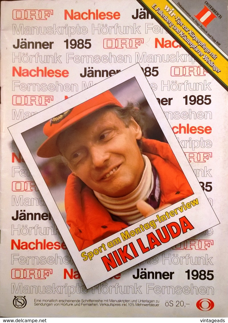 CA204 Zeitschrift ORF Nachlese 1985, Sport Am Montag-Interview Niki Lauda, Neu - Auto & Verkehr