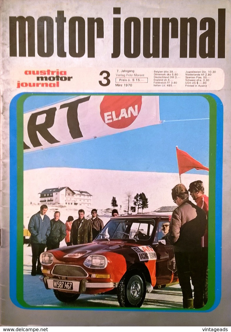 CA208 Zeitschrift Austria Motor Journal, Ausgabe 3, 1970, VW 411 Electronik, Barracuda Formula S, Neuwertig - Automóviles & Transporte