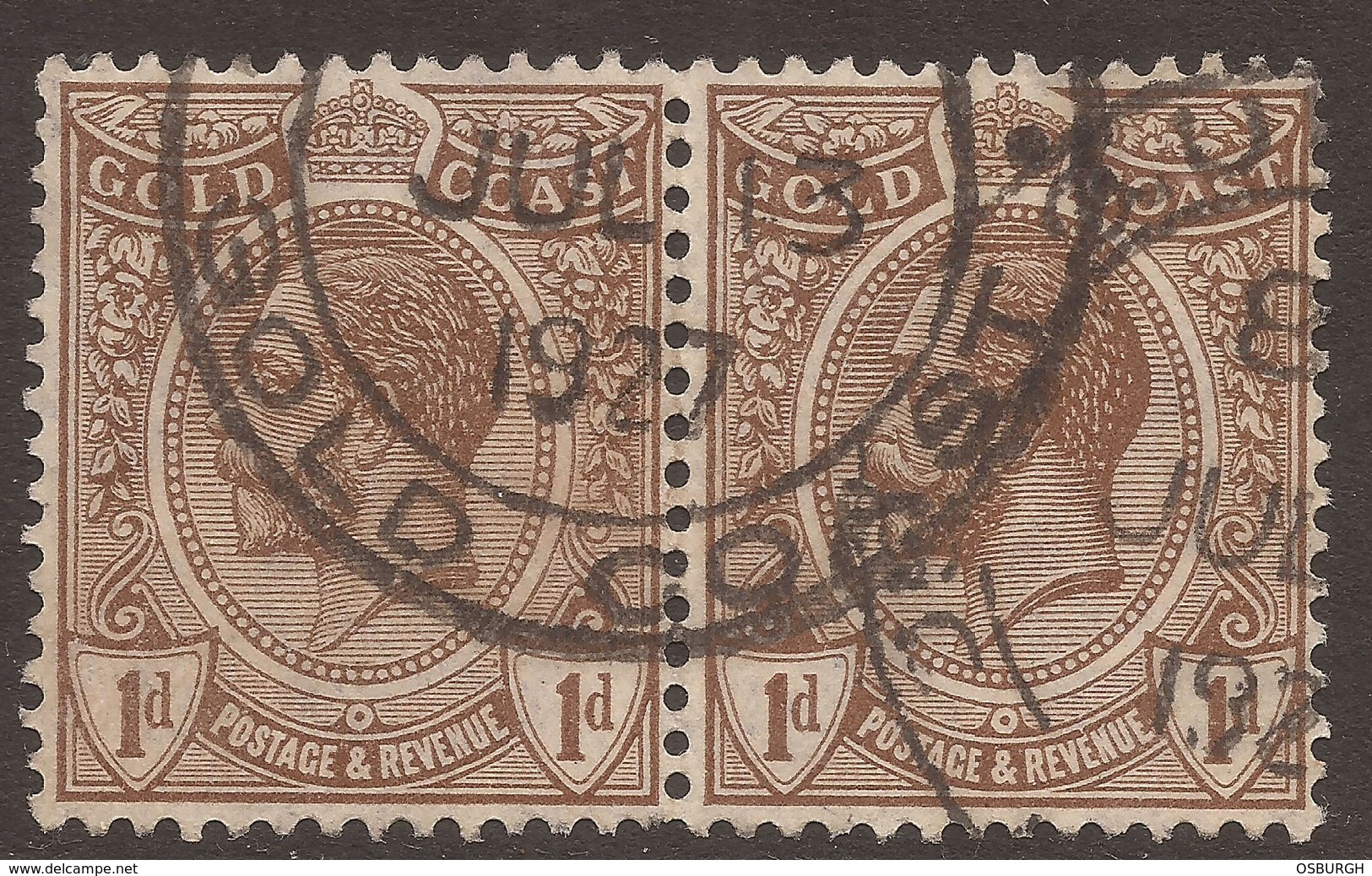 GOLD COAST. GV. 1d BROWN PAIR USED - Gold Coast (...-1957)