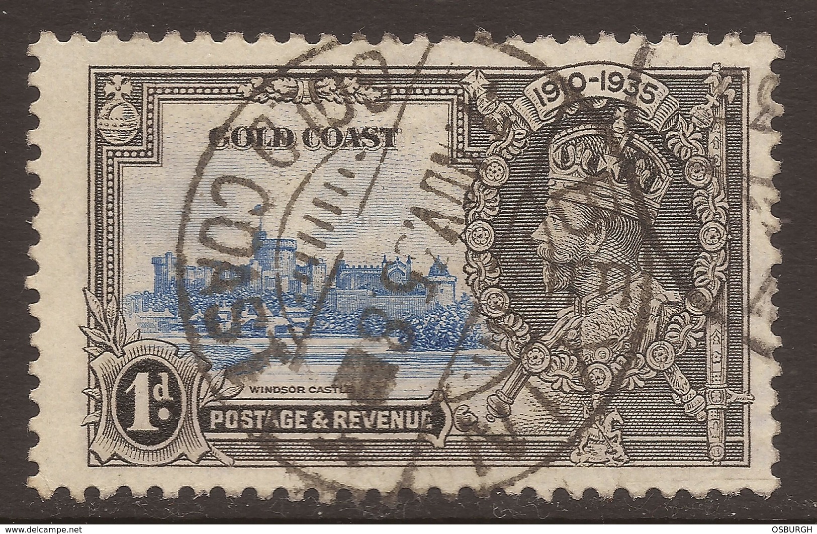 GOLD COAST / GHANA. GV SILVER JUBILEE USED. POSTMARK BEYIN. - Gold Coast (...-1957)