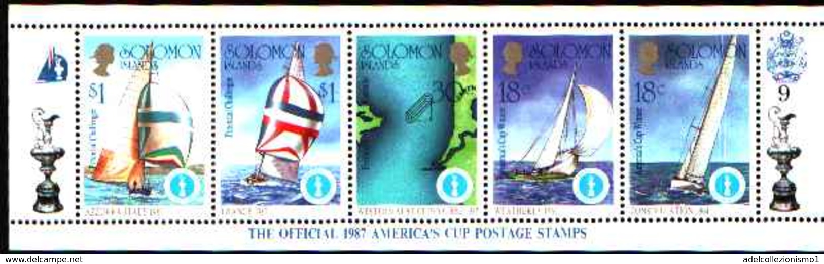 5527bis ) SOLOMON ISLANDS 1986 AMERICA'S CUP 1987  Sere In Striscia-MNH** - Isole Salomone (1978-...)