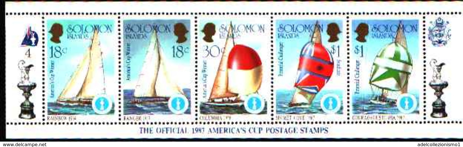 5530bis ) SOLOMON ISLANDS 1986 AMERICA'S CUP 1987  Sere In Striscia-MNH** - Isole Salomone (1978-...)