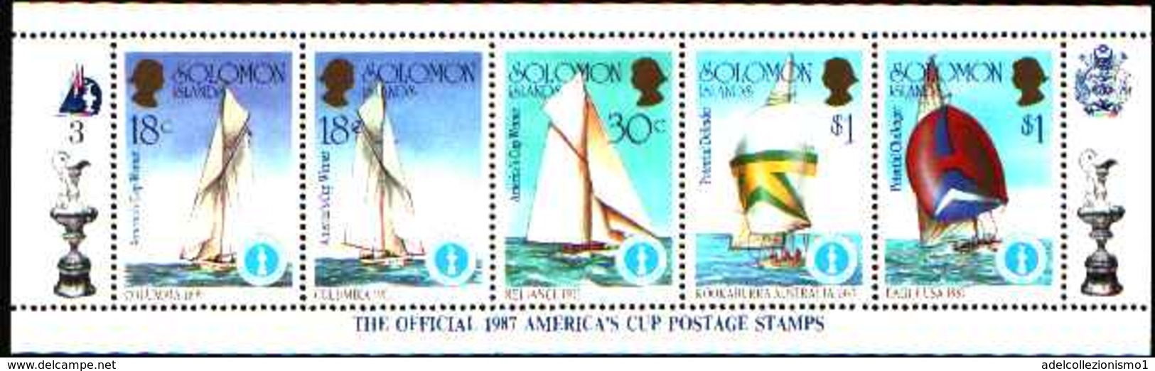 5533bis ) SOLOMON ISLANDS 1986 AMERICA'S CUP 1987  Sere In Striscia-MNH** - Isole Salomone (1978-...)