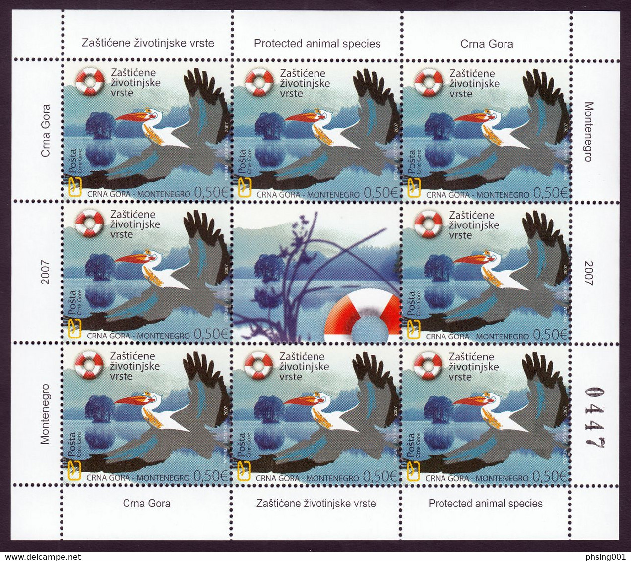 Montenegro 2007 Fauna, Birds, Pelican, Protected Animals, Mini Sheet MNH - Pélicans