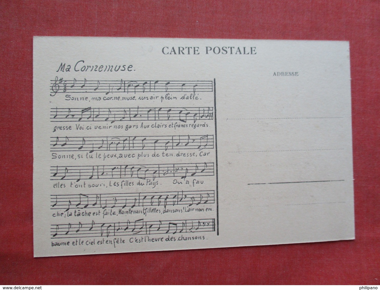 Song Card On Back  Paul Lavault Cornemuseur    Ref 3433 - Other & Unclassified