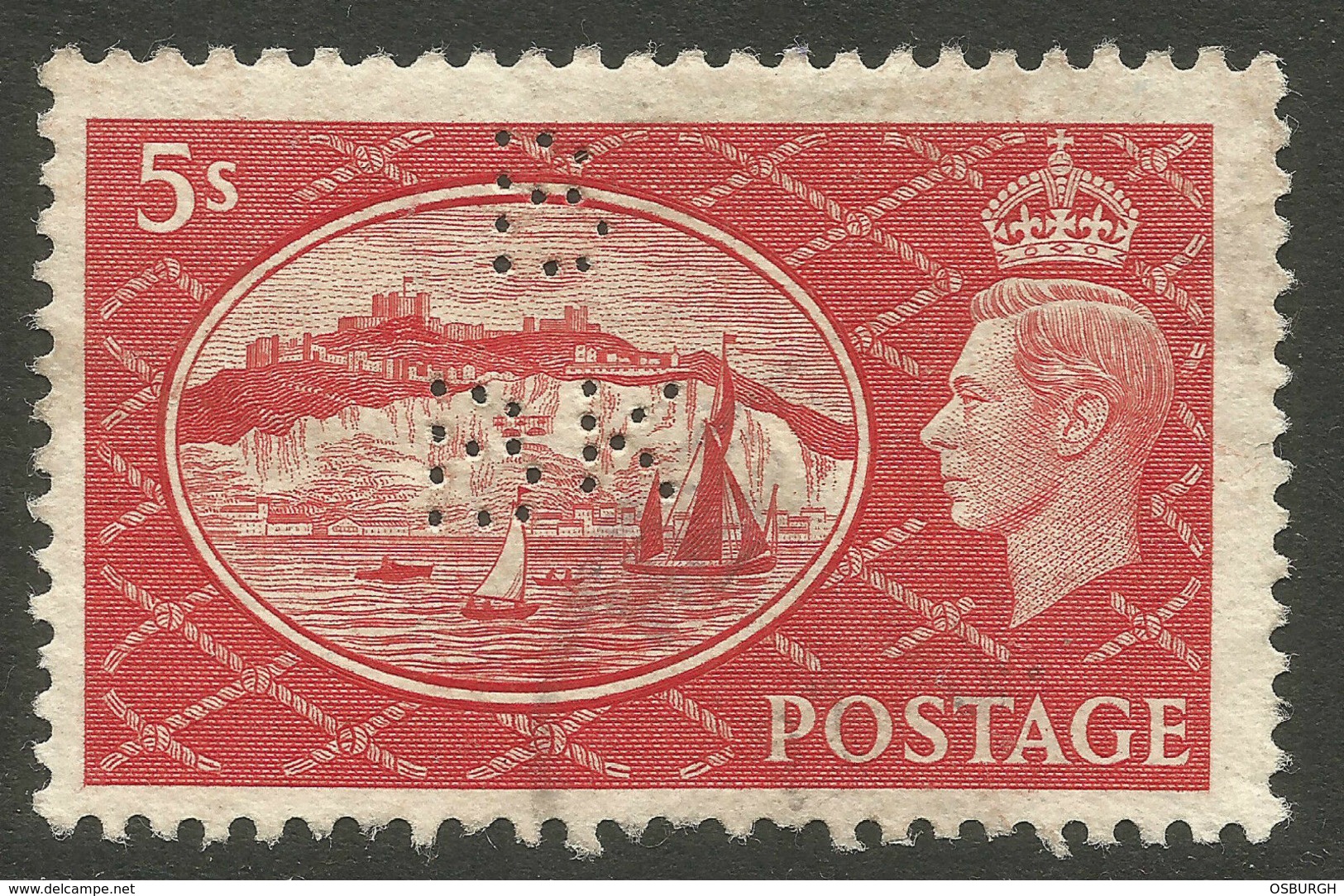 GREAT BRITAIN. GVI. PERFIN. BBK. 5/- USED. - Used Stamps