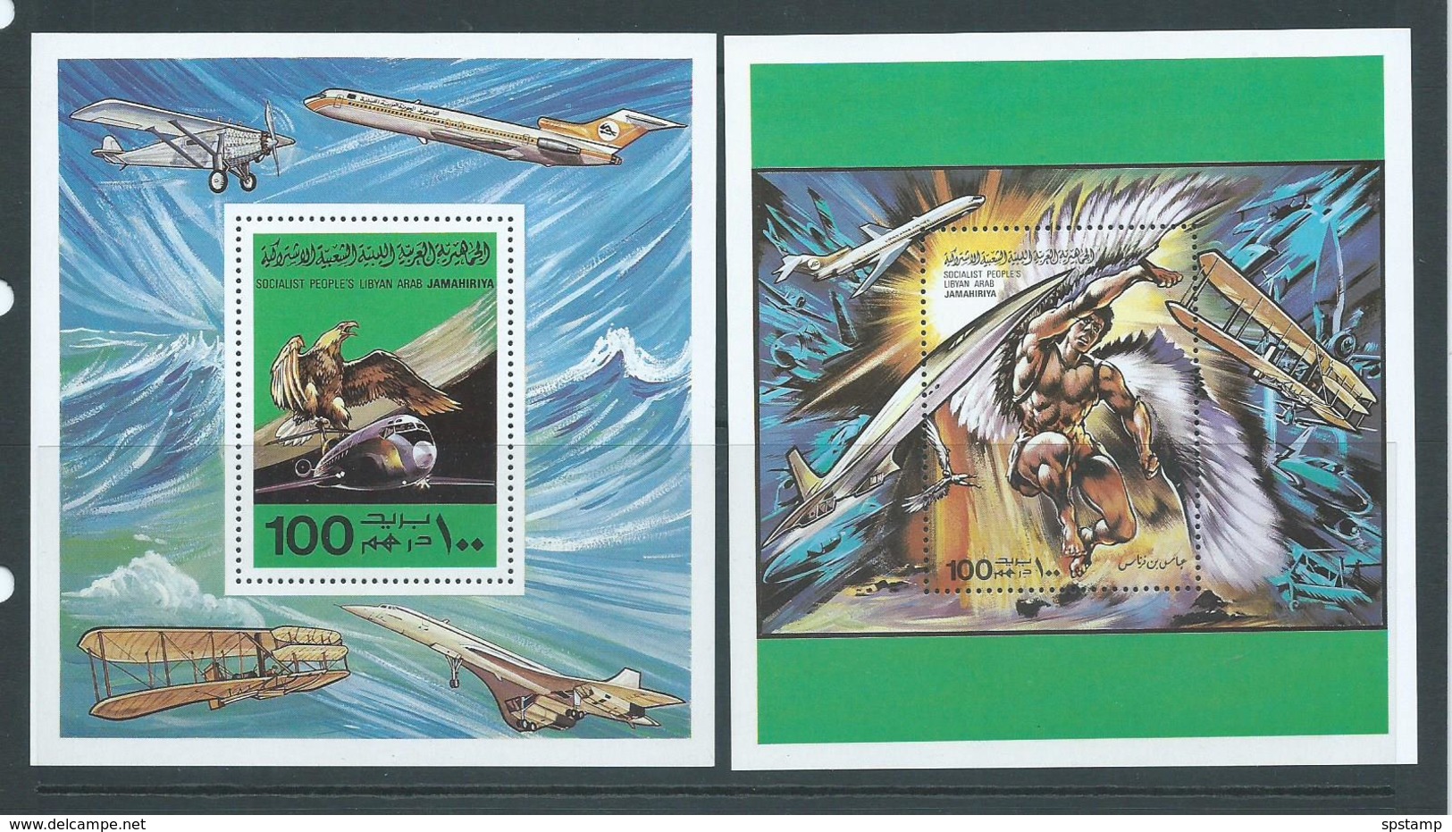 Libya 1978 Manned Flight Anniversary 100 Dm Miniature Sheets Set Of 2 MNH - Libyen