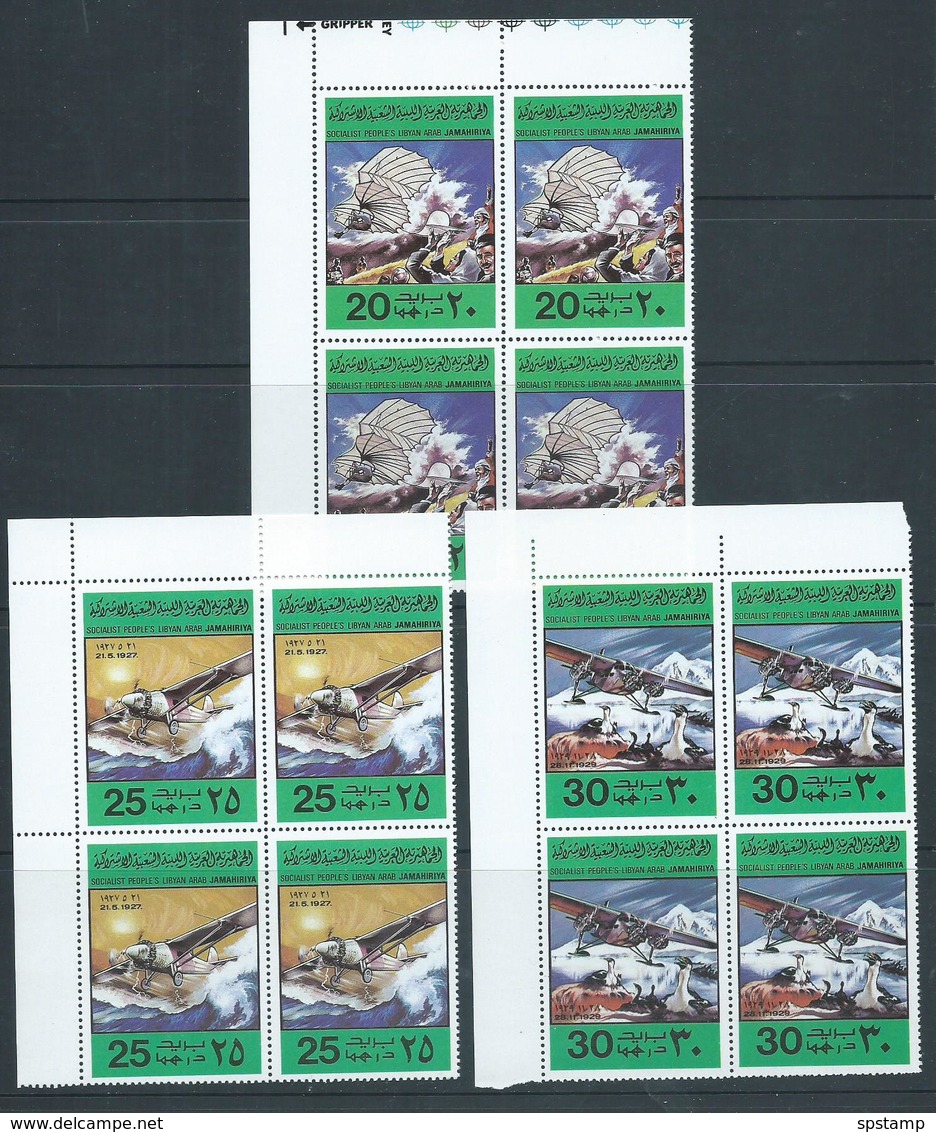 Libya 1978 Manned Flight Anniversary Set Of 5 In Corner Blocks Of 4  MNH - Libya