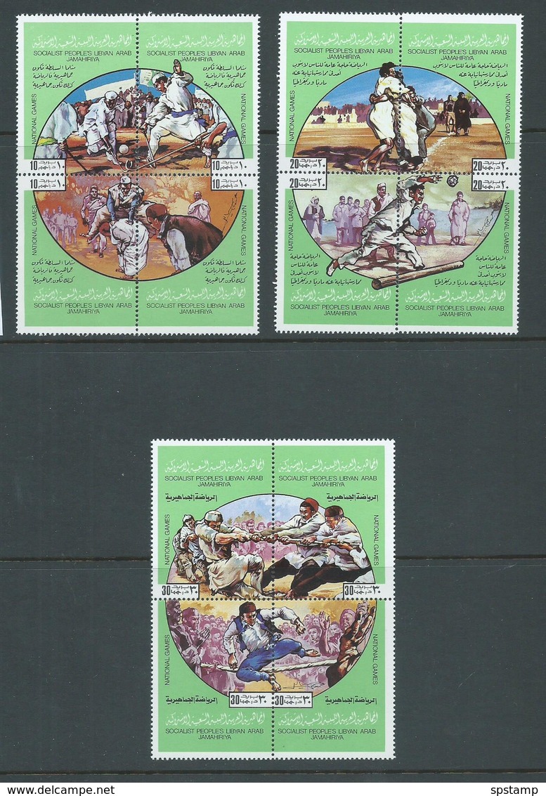 Libya 1979 National Games 10dm  20dm & 30dm Blocks Of 4 MNH - Libyen