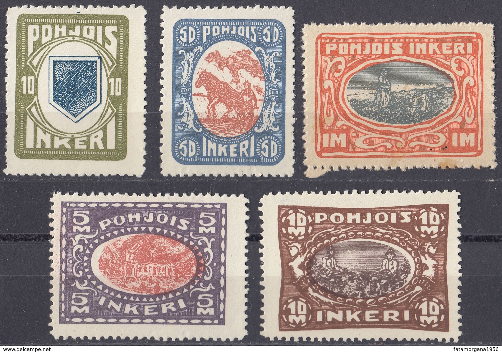 INGRIA - 1920 -  Lotto Di 5 Valori Nuovi MH/MNH: Yvert 8, 10, 12 (seconda Scelta), 13 E 14. - Ortsausgaben