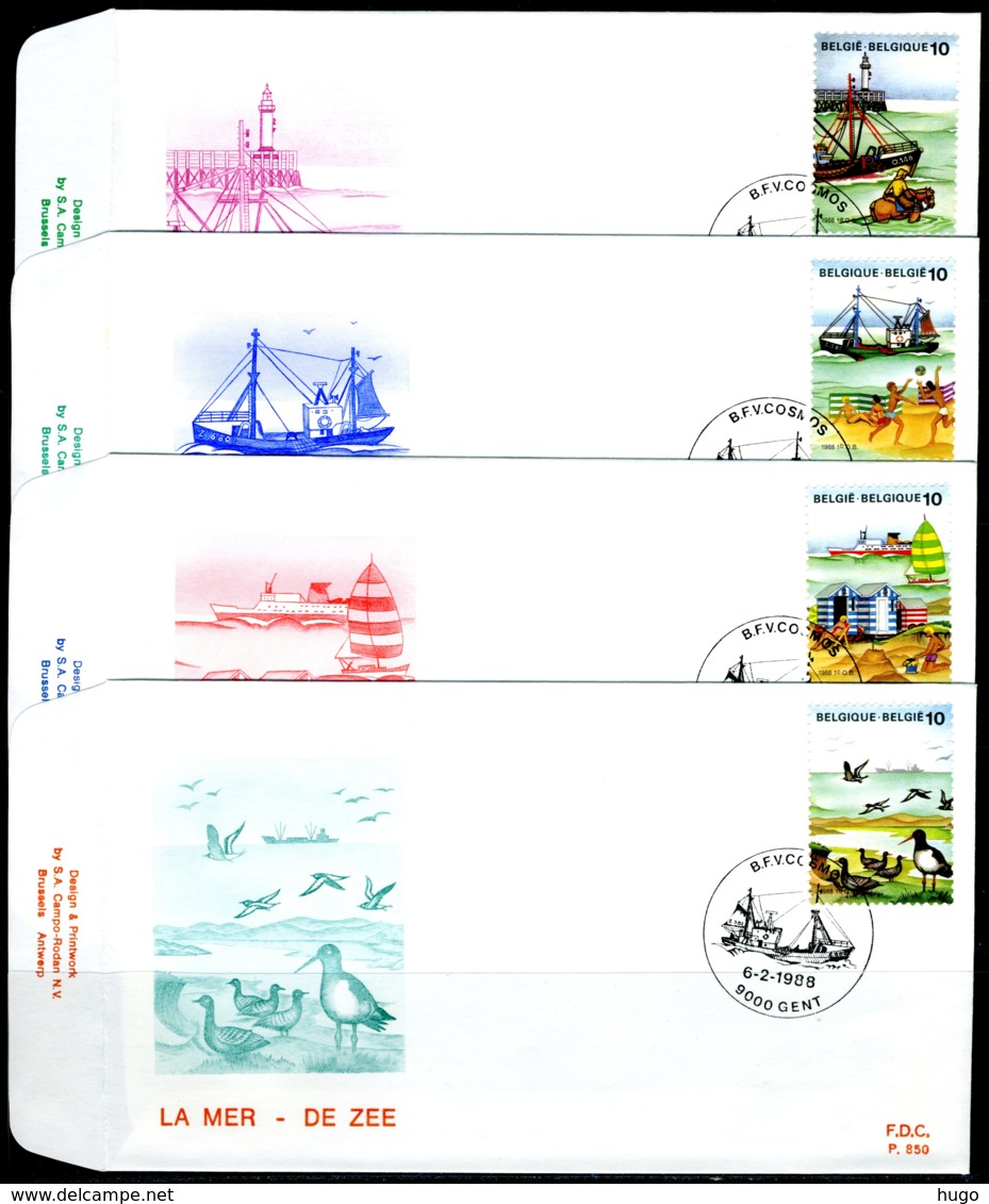 (B) 2273/2276 FDC 1988 - De Zee. (4 St.) - 1981-1990