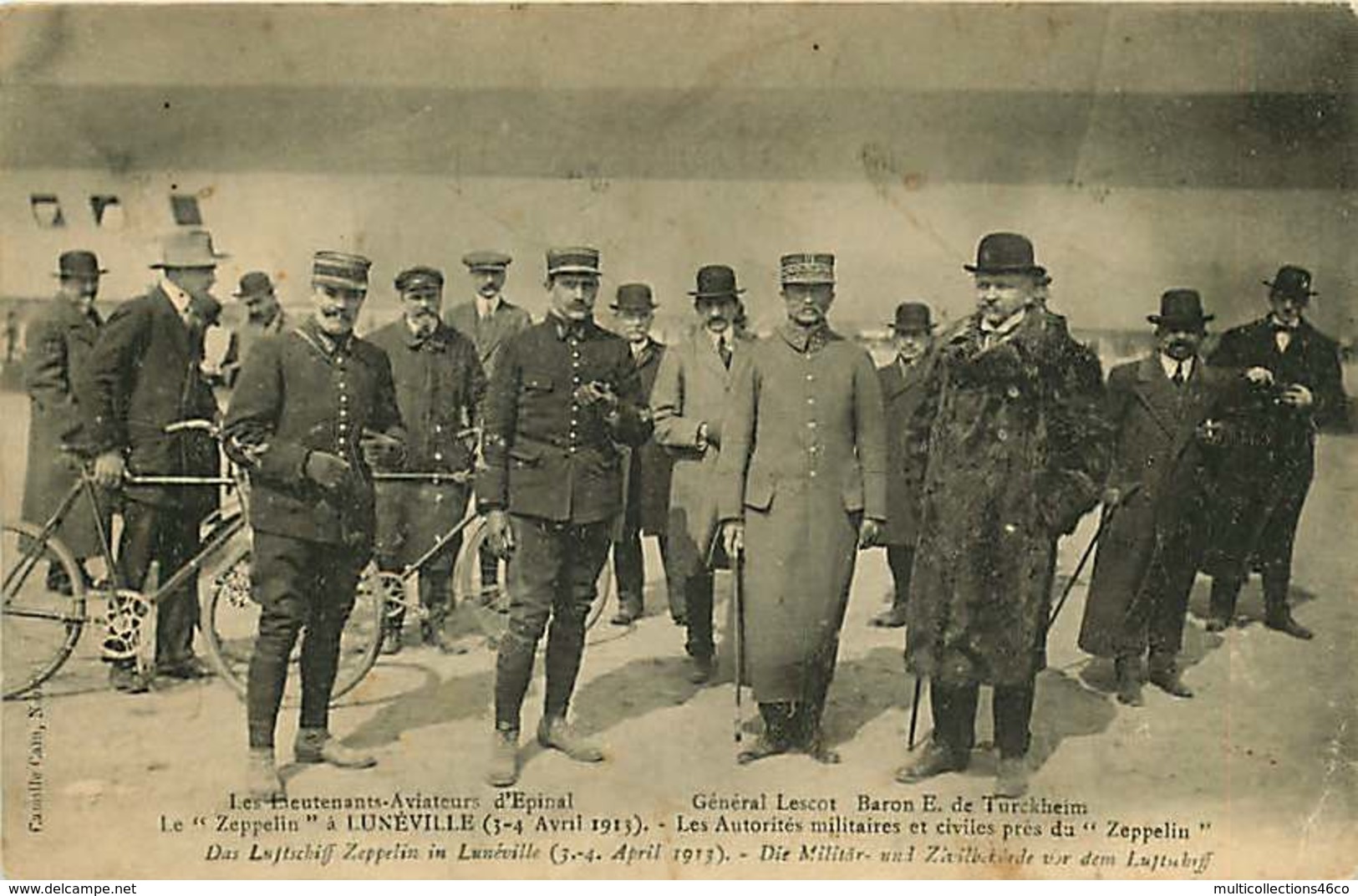 #240619 - AVIATION DIRIGEABLE - Lieutenants Aviateurs Epinal Général LESCOT Baron E De TURCKHEIM Zeppelin à Lunéville - Dirigibili