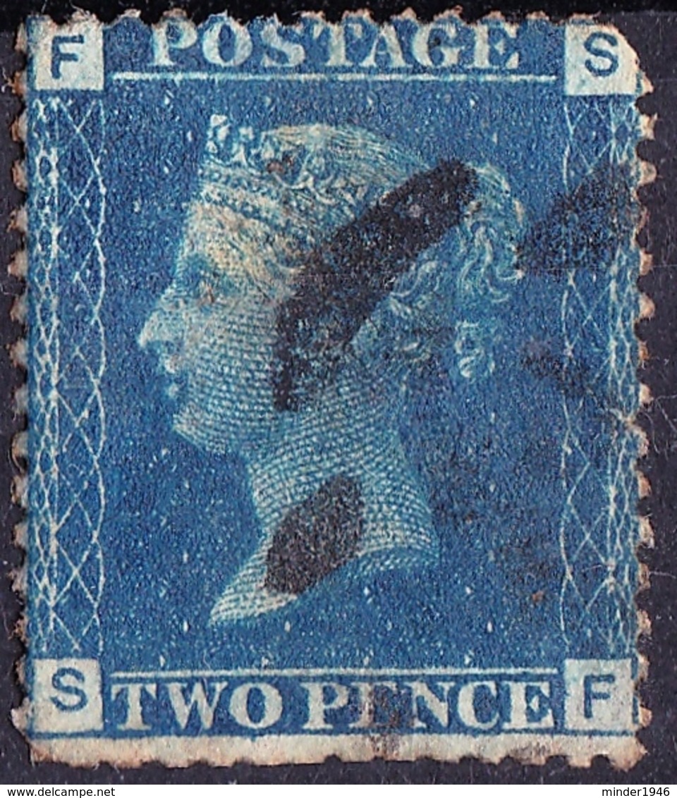 GREAT BRITAIN 1858 QV 2d BLUE PLATE 13 "FS" SG47 Used - Used Stamps