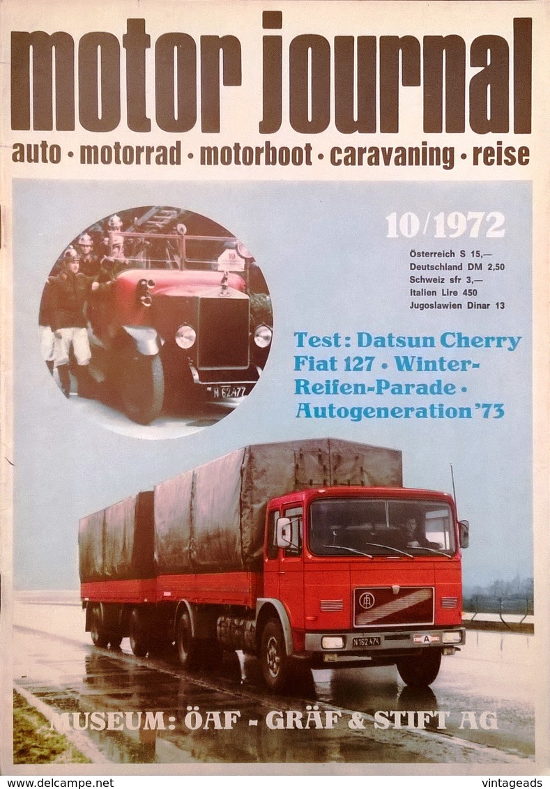 CA211 Zeitschrift Motor Journal, Ausgabe 10, 1972, Test: Datsun Cherry, Fiat 127, Neuwertig - Auto & Verkehr