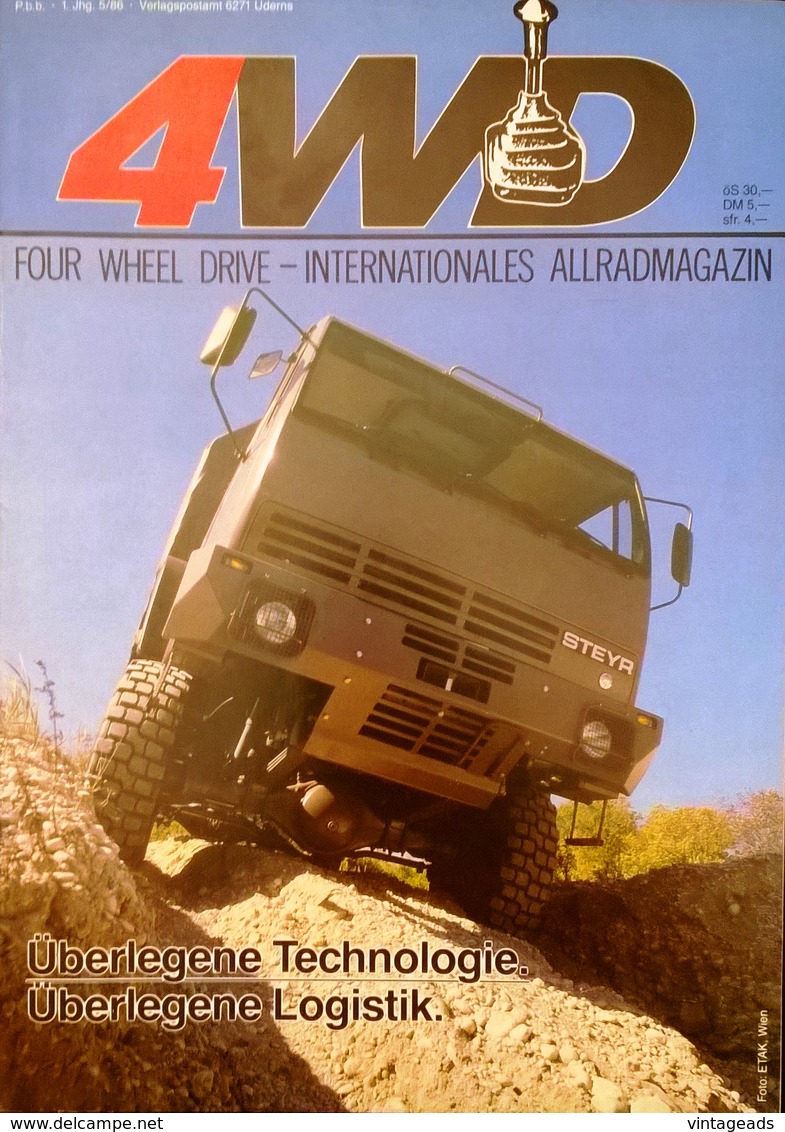 CA215 Zeitschrift 4WD Four Wheel Drive, Nr. 5/1986, Deutsch, Steyr, Neuwertig - Cars & Transportation