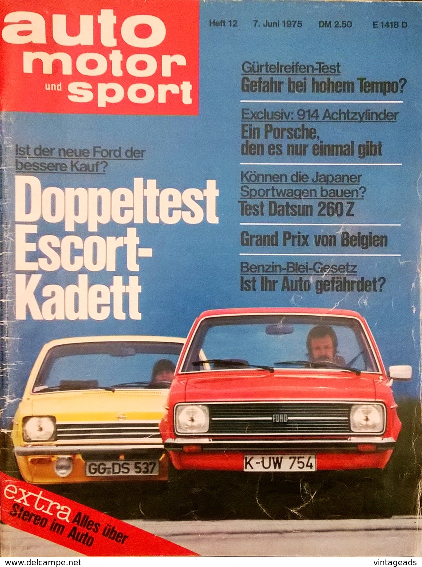 CA217 Zeitschrift Auto Motor Und Sport, Heft 12/1975, Opel Escort Und Kadett - Auto En Transport