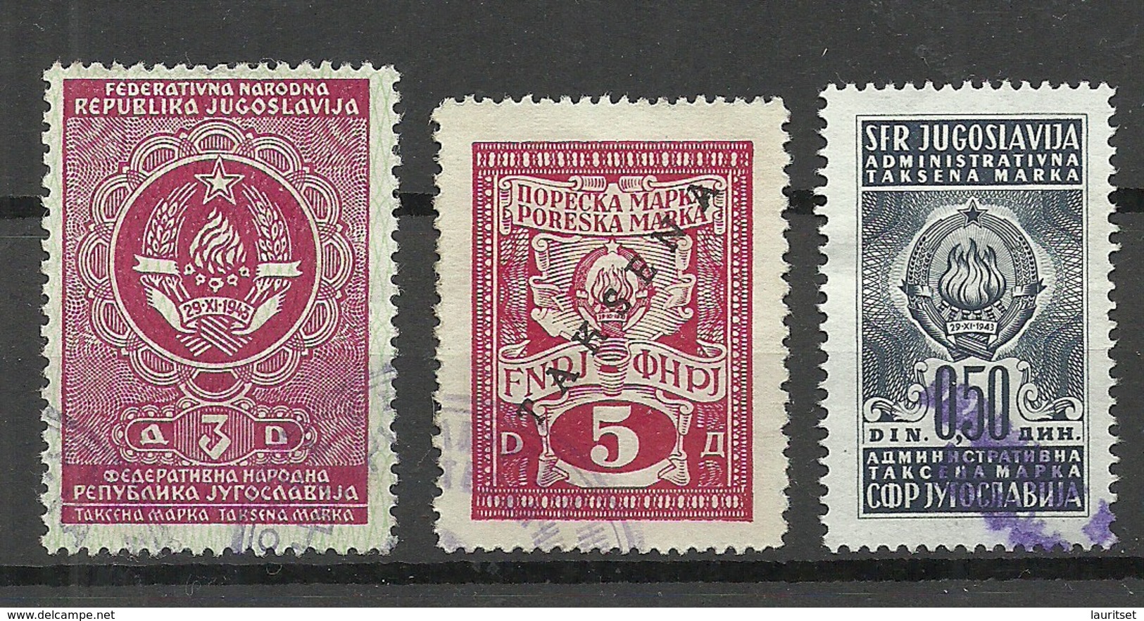 JUGOSLAWIEN Jugoslavia Tax Revenue, 3 Stamps, O - Service