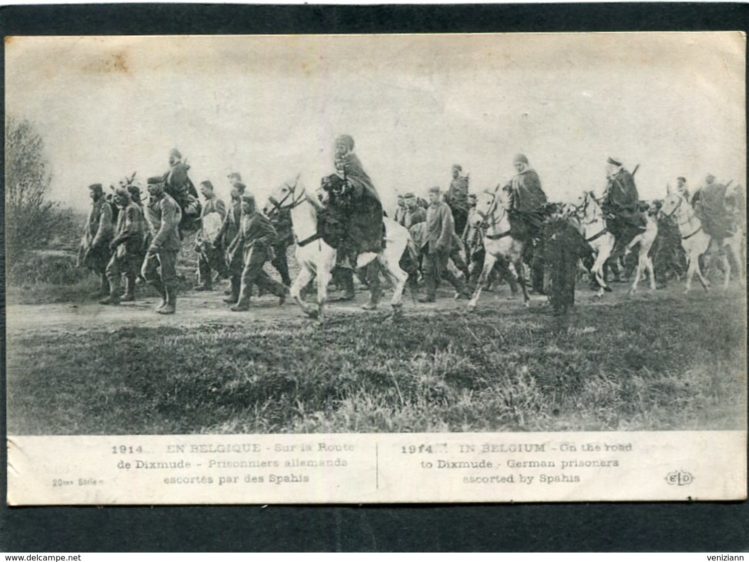 CPA - 1914... EN BELGIQUE - Sur La Route De Dixmude - Prisonniers Allemands Escortés Par Des Spahis - Guerre 1914-18
