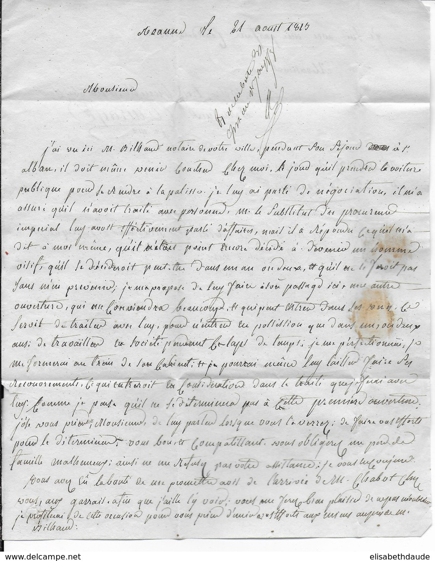 1813 - LOIRE - LETTRE PORT PAYE De ROANNE Avec MARQUE LINEAIRE => CUSSET - 1801-1848: Precursores XIX