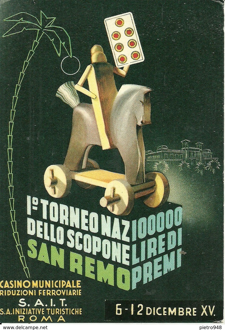 1° Torneo Nazionale Dello Scopone, Sanremo 6-12 Dicembre XV (1937), Riproduzione B68, Reproduction - Altri & Non Classificati