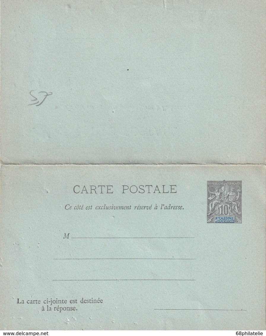 NELLE-CALEDONIE ET DEPENDANCES   ENTIER POSTAL/GANZSACHE/POSTAL STATIONERY CARTE AVEC REPONSE - Postwaardestukken