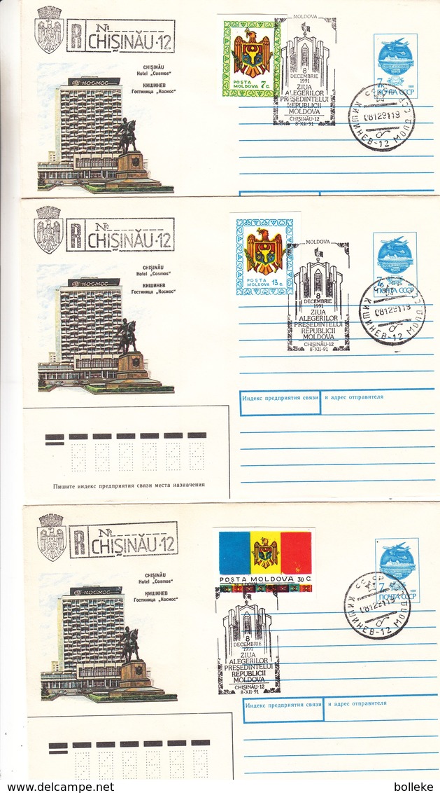 Moldavie - 3 Lettres De 1991 - Oblit Chisinau - Armoiries - Drapeaux - Moldavie