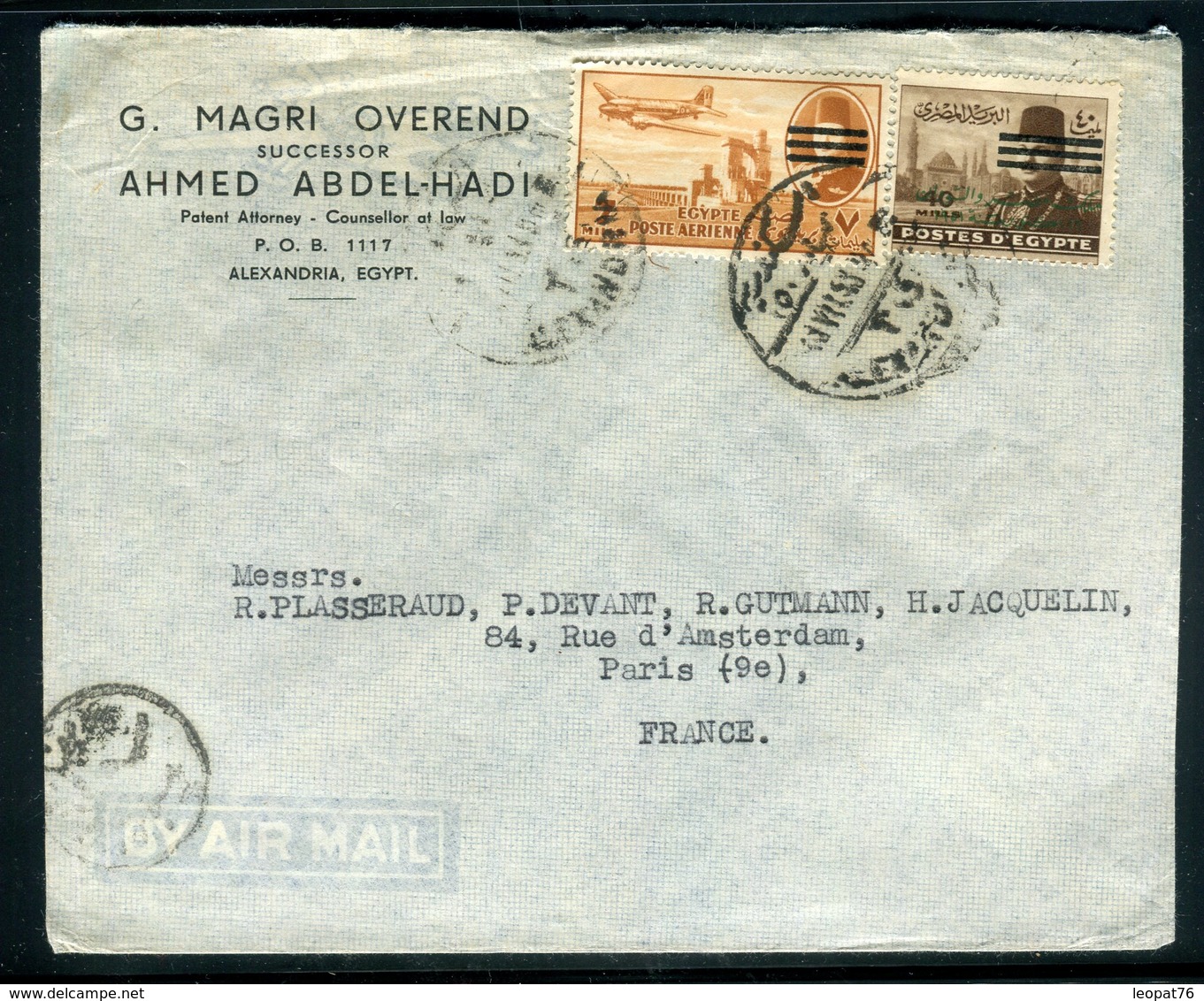 Egypte - Enveloppe Commerciale De Alexandrie Pour Paris , Affranchissement Plaisant -  Réf J8 - Covers & Documents