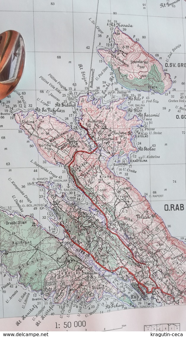 1956 RAB CROATIA JNA YUGOSLAVIA ARMY MAP MILITARY CHART PLAN Kvarner ADRIATIC SEA KRK ST GRGUR GOLI OTOK Jurandvor BASKA