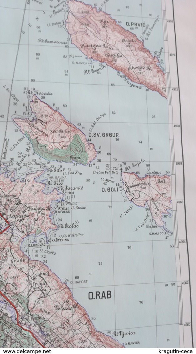 1956 RAB CROATIA JNA YUGOSLAVIA ARMY MAP MILITARY CHART PLAN Kvarner ADRIATIC SEA KRK ST GRGUR GOLI OTOK Jurandvor BASKA