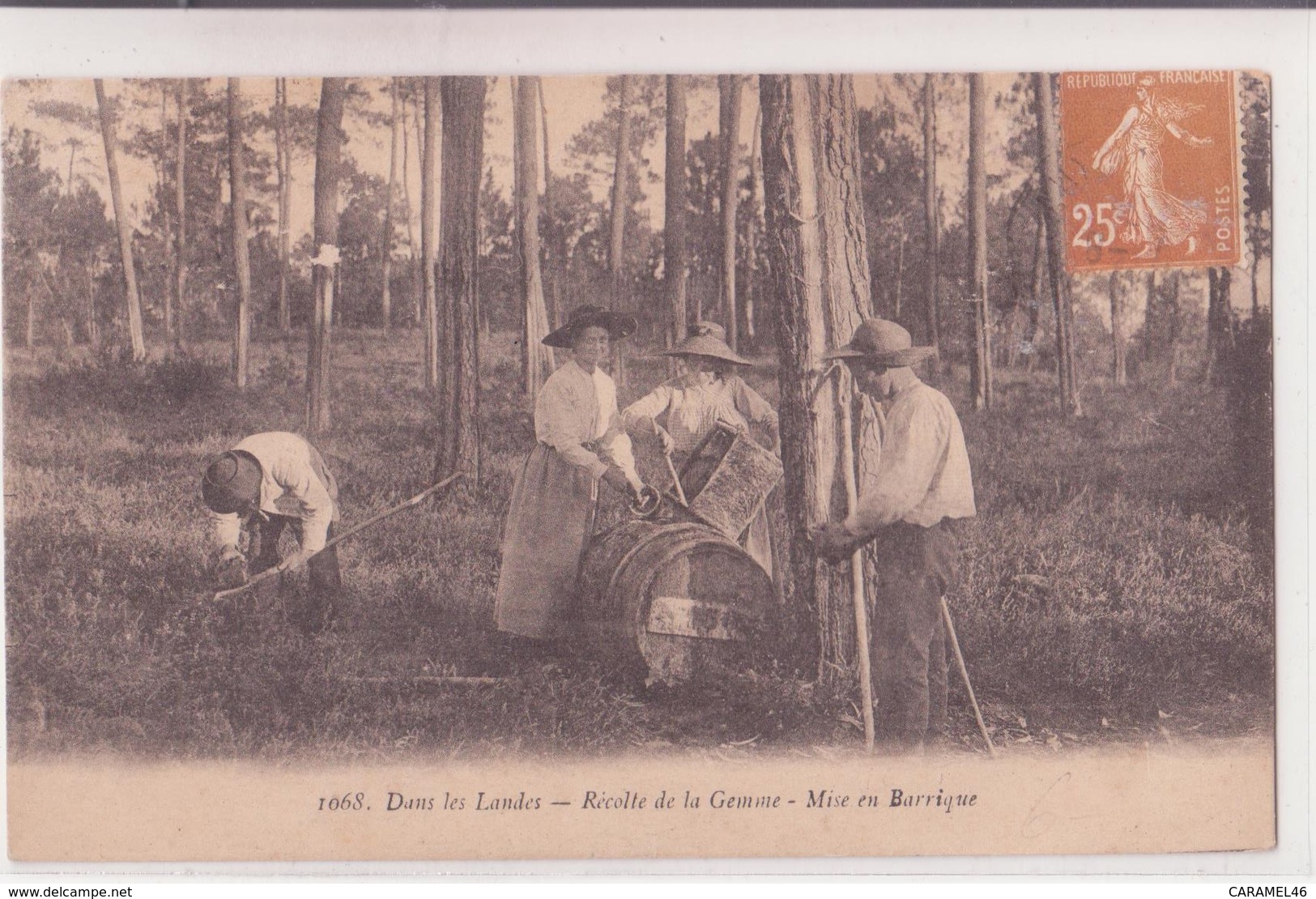 CPA - 1068. Dans Les LANDES  -  Récolte De La Gemme - Mise En Barrique - Autres & Non Classés