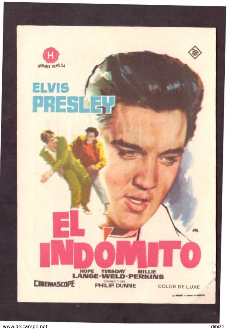 Programa Cine. El Indomito. Elvis Presley. 1961. No Apta Menores 18 Años. EEUU. Cine Goya.Tanger. Marruecos. - Manifesti & Poster