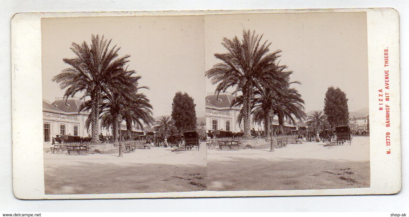 AK-1976/ Nizza  Bahnhof Mit Avenue Thiers Stereofoto V Alois Beer ~ 1900 - Stereoscopic