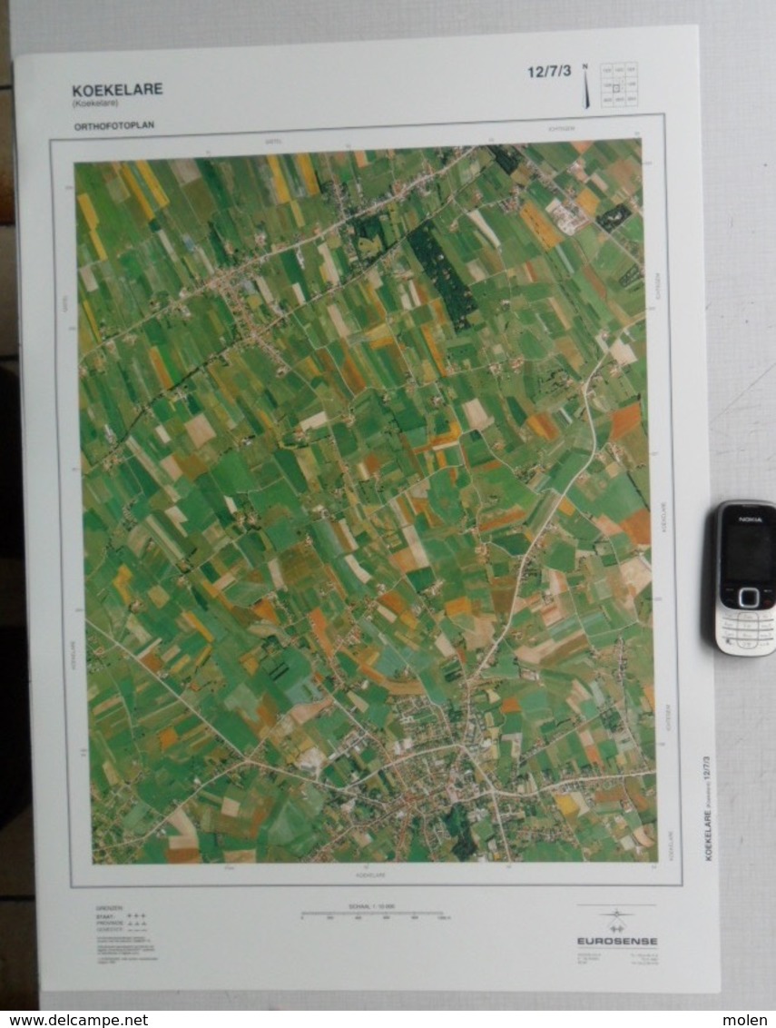 GROTE LUCHT-FOTO KOEKELARE MOERE DE MOKKER MOERDIJK GISTEL In 1990 48x67cm 1/10.000 ORTHOFOTOPLAN PHOTO AERIENNE R614 - Koekelare