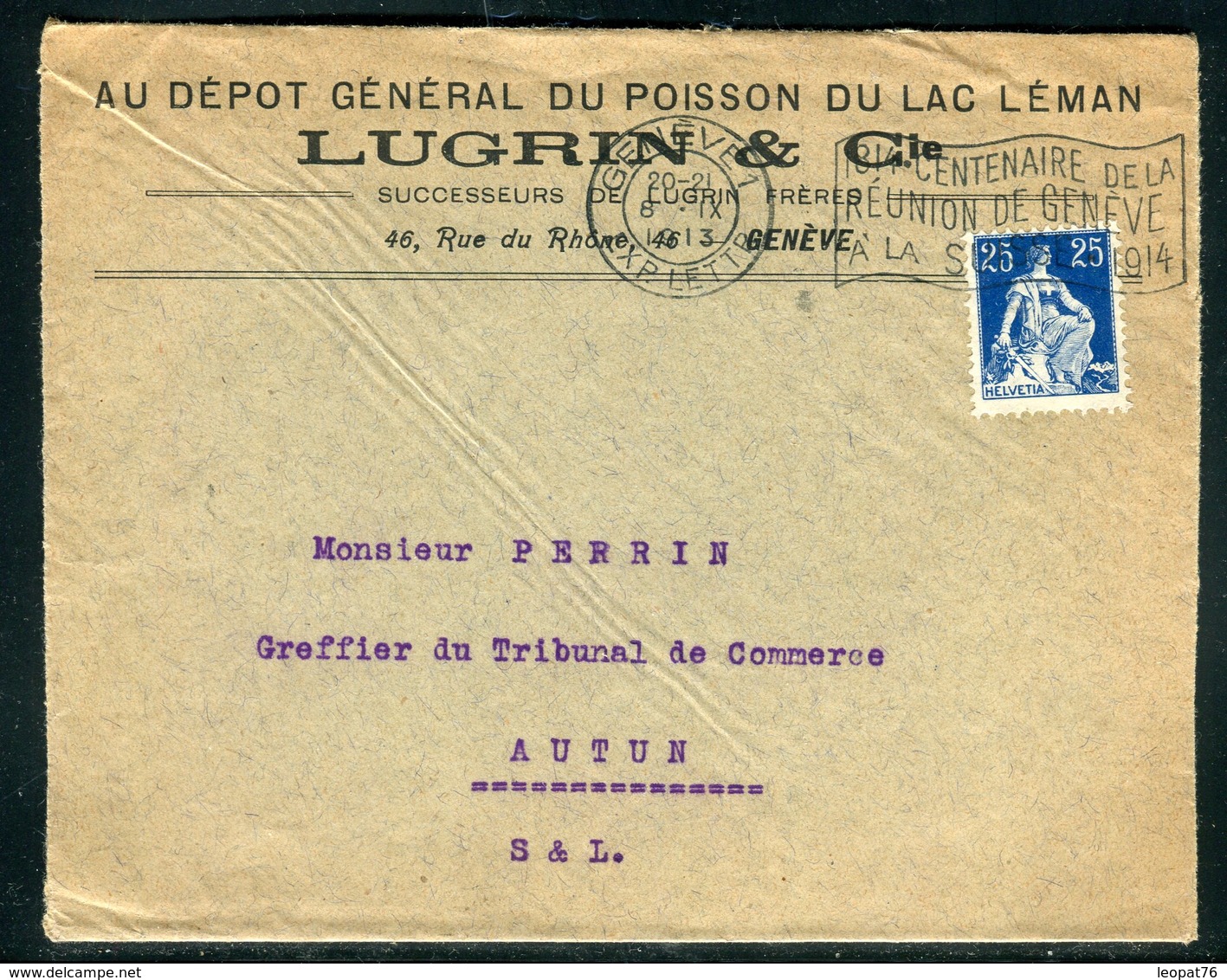 Suisse - Enveloppe Commerciale De Genève Pour La France En 1913 -  Réf J46 - Marcophilie