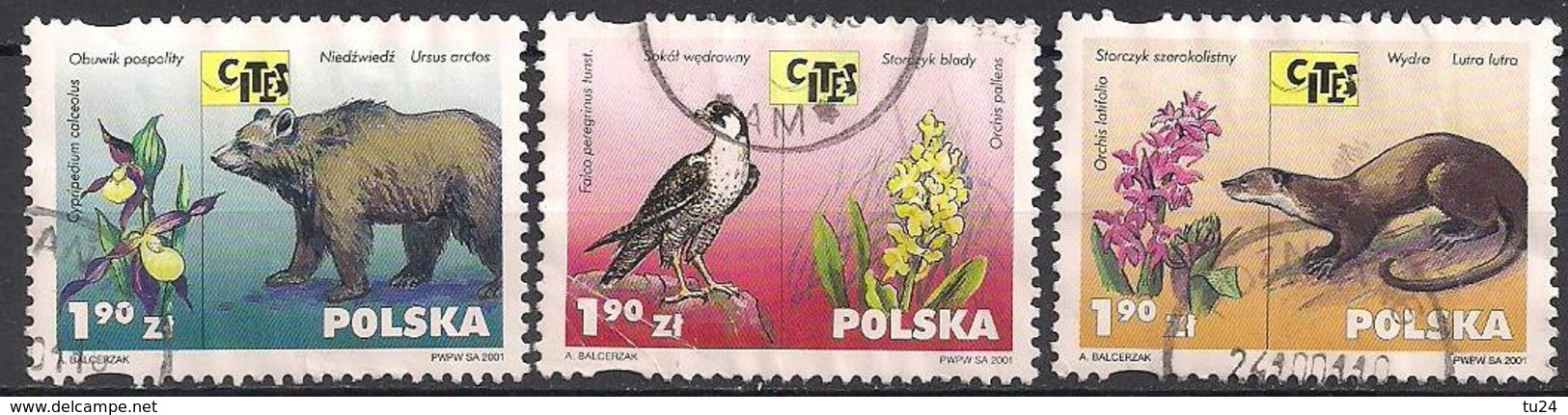 Polen  (2001)  Mi.Nr.  3899 + 3900 + 3901  Gest. / Used  (1fg40) - Gebraucht